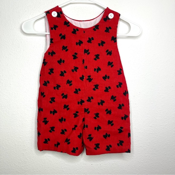 red corduroy black scottie dogs jon jon - Picture 1 of 2
